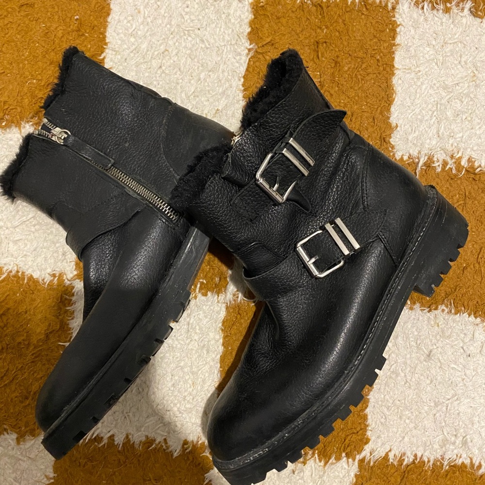 Zara leather biker boots EU38